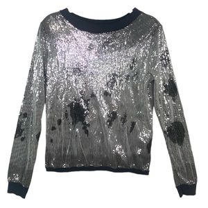 Copper silver gray full sequin pullover sweater. Size small